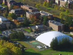 WS ARIEAL ZI ZO View of University of Maine campus / Maine, United States Stock Footage
