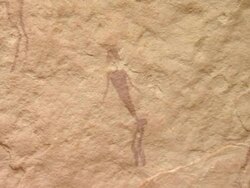 ECU PAN over rock paintings Stock Footage