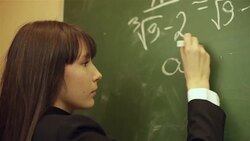 girl thinking about a math problem Stock Footage