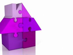 Animated Jigsaw House Loop - Pink Shades (2 camera angles) Stock Footage