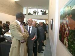 Sidney Poitier (L) at An Evening of Food and Fotos LA For Foundation Rwanda at the An Evening of Food and Fotos LA For Foundation Rwanda at Beverly Hills CA. (Footage by WireImage Video/GettyImages) Stock Footage