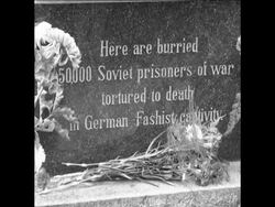 SYND 02 10 67 BERGEN BELSEN RUSSIAN WAR VETERANS VISIT Instructional Video