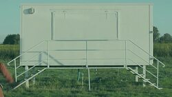 Man in red dress runs, funny, joke, strange Stock Footage