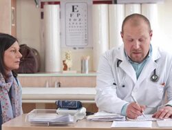 HD DOLLY: Senior Woman At Diagnostic Center Stock Footage