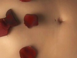 HD: Petals Falling Over Sexy Belly Stock Footage