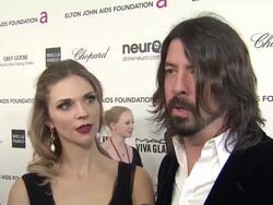 INTERVIEW - Jordyn Blum, Dave Grohl at Elton John AIDS Foundation Presents 21st Annual Academy Awards Viewing Party Stock Footage