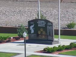 CU AERIAL Shot of Cody war memorial / Wyoming, United States Stock Footage