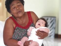 Baby and grandmother Stock Footage