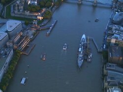River Thames, London. England, HD Aerial footage Stock Footage