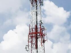 cellular phone tower and blue sky Stock Footage