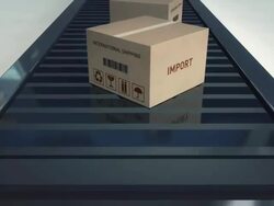 Cardboard boxes on conveyor belt | Import Stock Footage