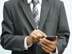Businessman using smart phone Stock Footage