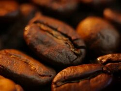 Roasted coffee beans. Soft focus Stock Footage