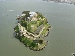Aerial of Alcatraz Stock Footage