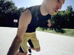 HD SUPER SLOW-MO: Man Dribbling A Basketball Stock Footage