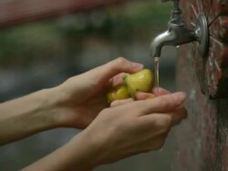 water tap outdoors for refreshment at summer day Stock Footage