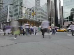 MS T/L People walking near bryant park / New York, United States Stock Footage