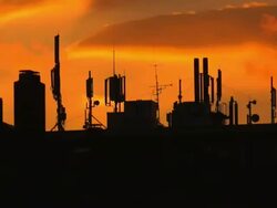 HD Base Station Antennas against Sky Time Lapse Stock Footage