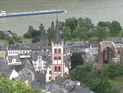 WS View of Bacharach near river Rhine / Rhine-Valley,  Rhineland-Palatinate, Germany Stock Footage