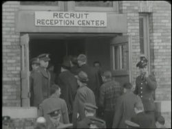 Men enter a recruitment office and fill out forms. News Clip