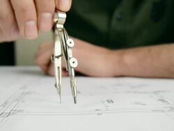 Architect Working on Blue Print Stock Footage