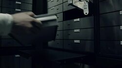 Bank.Security opening the door leading into room with deposit boxes Stock Footage