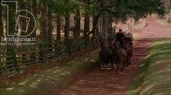 Horse-drawn carriage in the countryside, 1908 - reenactment Stock Footage