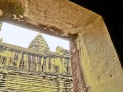 MS PAN Angkor wat temple / Angkor, Cambodia Stock Footage