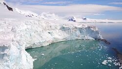 Aerial Views of Glaciers on Livingston Island, Antarctica Stock Footage