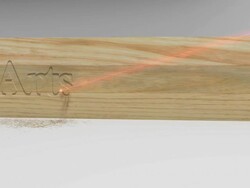 Arts and Crafts carved on a block of wood by laser Stock Footage