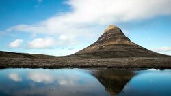 HD Time-lapse: Kirkjufell Mountain Snaefellsnes Peninsula, waterfall landscape Iceland Stock Footage