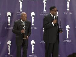 23rd Annual Rock and Roll Hall of Fame Induction Ceremony press room Stock Footage