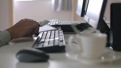 Businessman using computer shopping online,Dolly shot Stock Footage