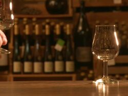  MS View of Empty wine glass being kept near other empty glass / Fellerich, Rhineland-Palatinate, Germany  Stock Footage