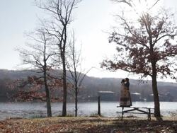 WS Young couple holding and hugging each-other outside in park / Taylors Falls, Minnesota, United States Stock Footage