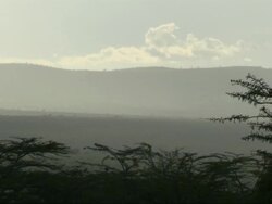Misty scene of silhouetted ridges; early morning, Kenya, Africa Stock Footage