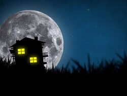 House and Fullmoon Stock Footage