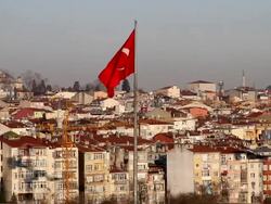 Turkish flag and Fatih Mosque in Istanbul Stock Footage