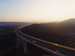 HD HELI: Viaduct At Dusk Stock Footage