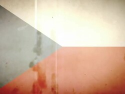 Czech Republic Flag - Grungy Old Film Loop with Audio Stock Footage