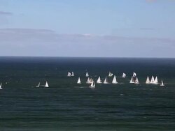 YACHT RACING IN SOUTH BAY Stock Footage