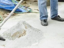cement mixer with a shovel. Stock Footage