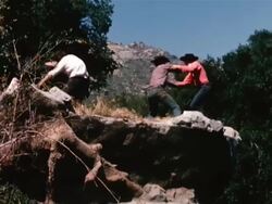 Stage fight at Corriganville Ranch Stock Footage