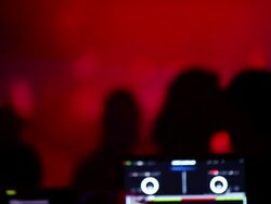 HD DJ Booth in Front of Disco Dancers Stock Footage