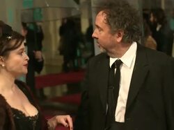 Tim Burton, Helena Bonham Carter at EE British Academy Film Awards 2013 Red Carpet Arrivals Stock Footage