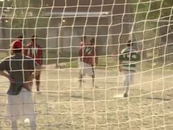 MS TS Shot of kids playing football on ground / Buenos Aires, Argentina Stock Footage
