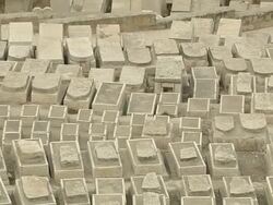 Pan back shot Jewish graves Jerusalem Israel Stock Footage