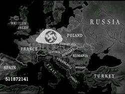 1938: ON THE MOVE: German Nazi soldiers marching on road through wooded area. 1944: Animated map covering Nazi Occupied areas of Europe. Instructional Video