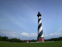 Cape Hatteras Lighthouse Fisheye Tilt Down Stock Footage