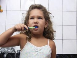 Girl brushing teeth (HD) Stock Footage
